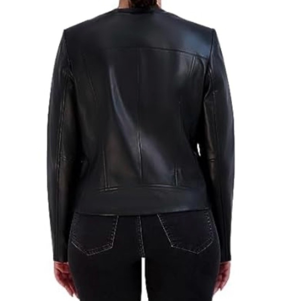 Cole Haan Women's Black Leather Jacket - Picture 3 of 8